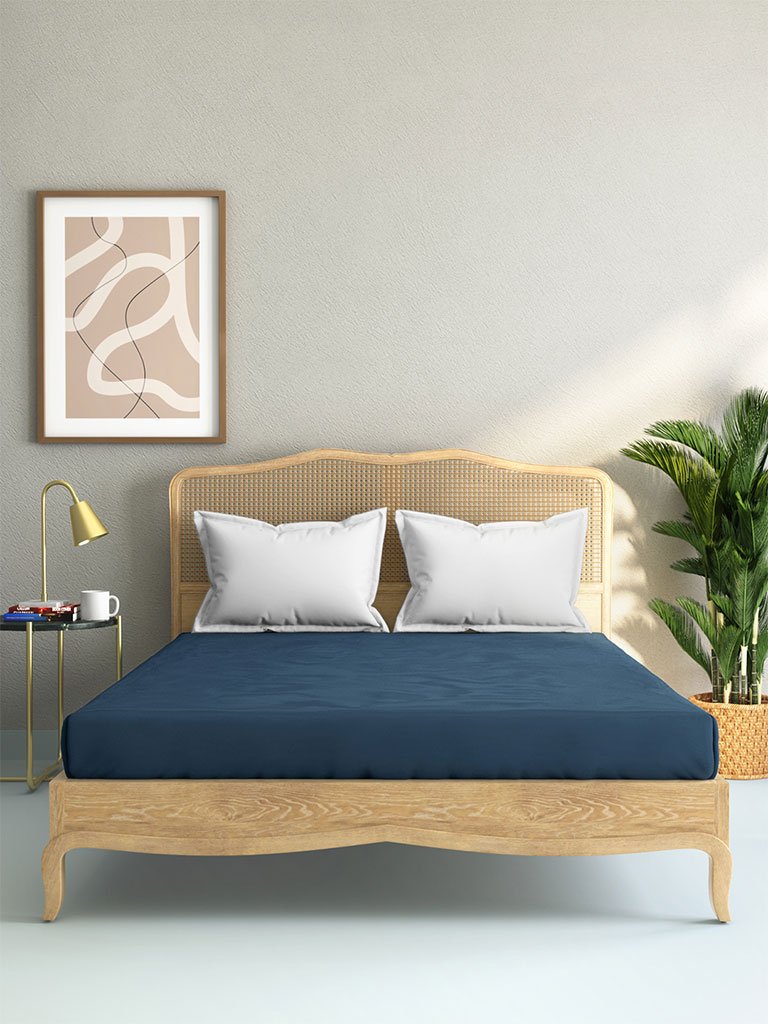 Westside Home Navy 144 TC King Fitted Bedsheet
