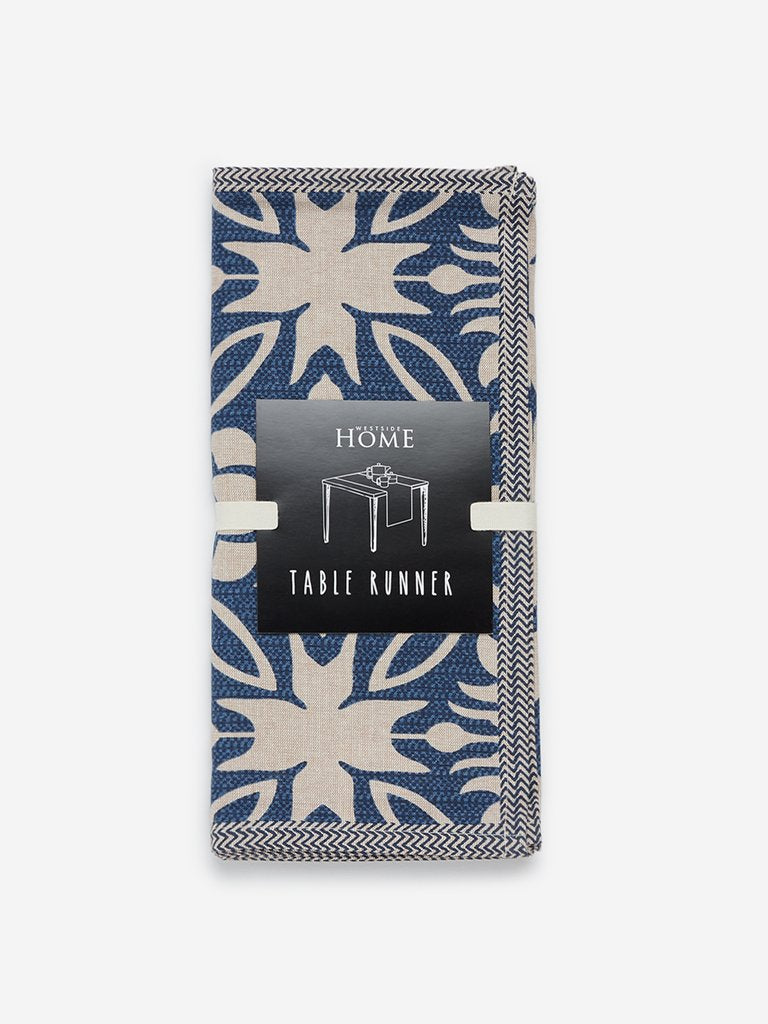 Westside Home Indigo 138TC Floral Print Table Runner