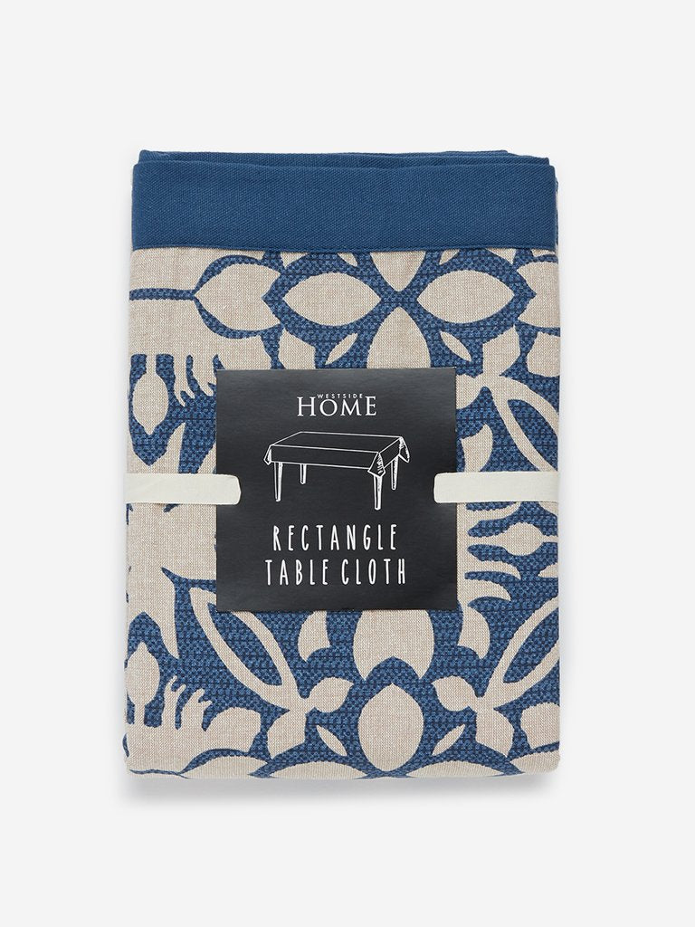 Westside Home Indigo 138TC Floral Print Table Cloth