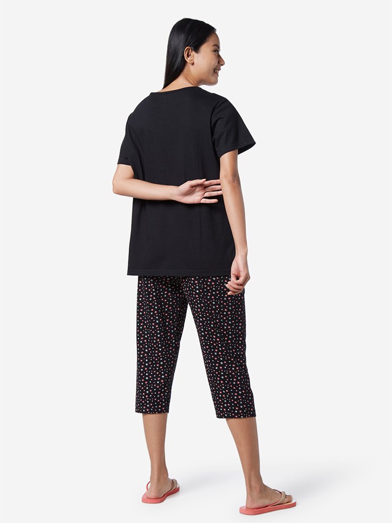 Wunderlove Black Unicorn T-Shirt And Capris Set