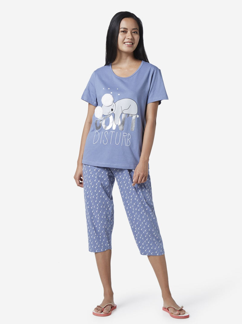 Wunderlove Blue Koala T-Shirt And Capris Set