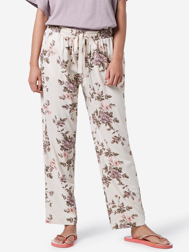 Wunderlove Oat Floral Print Pyjamas