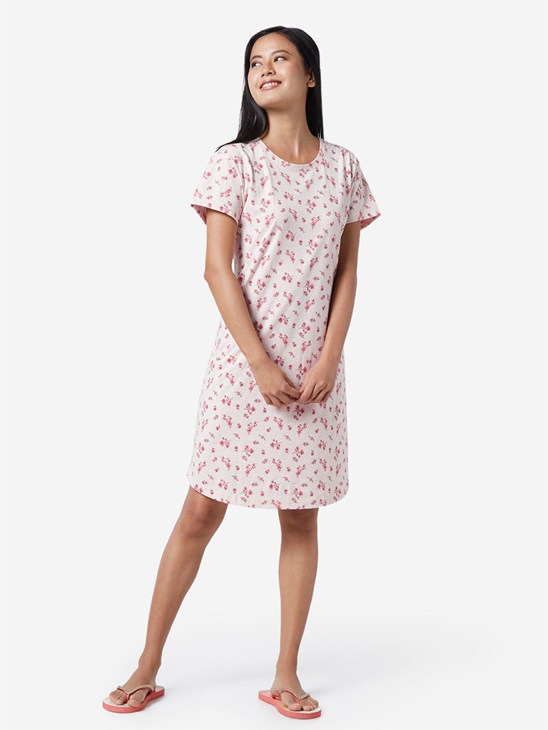 Wunderlove Oat Melange Floral Nightdress