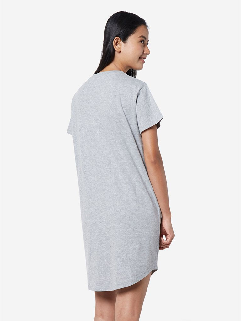 Wunderlove Grey Koala Text Pattern Nightdress