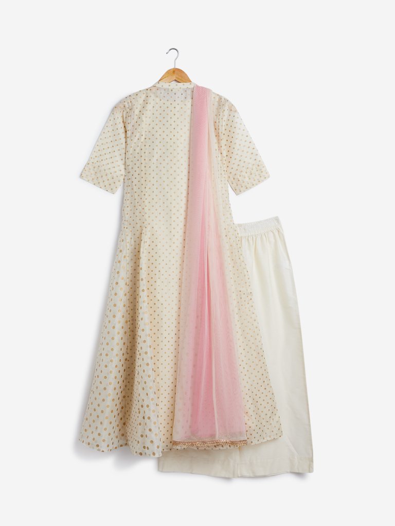 Vark Off-White Kurta, Dupatta and Palazzos Set