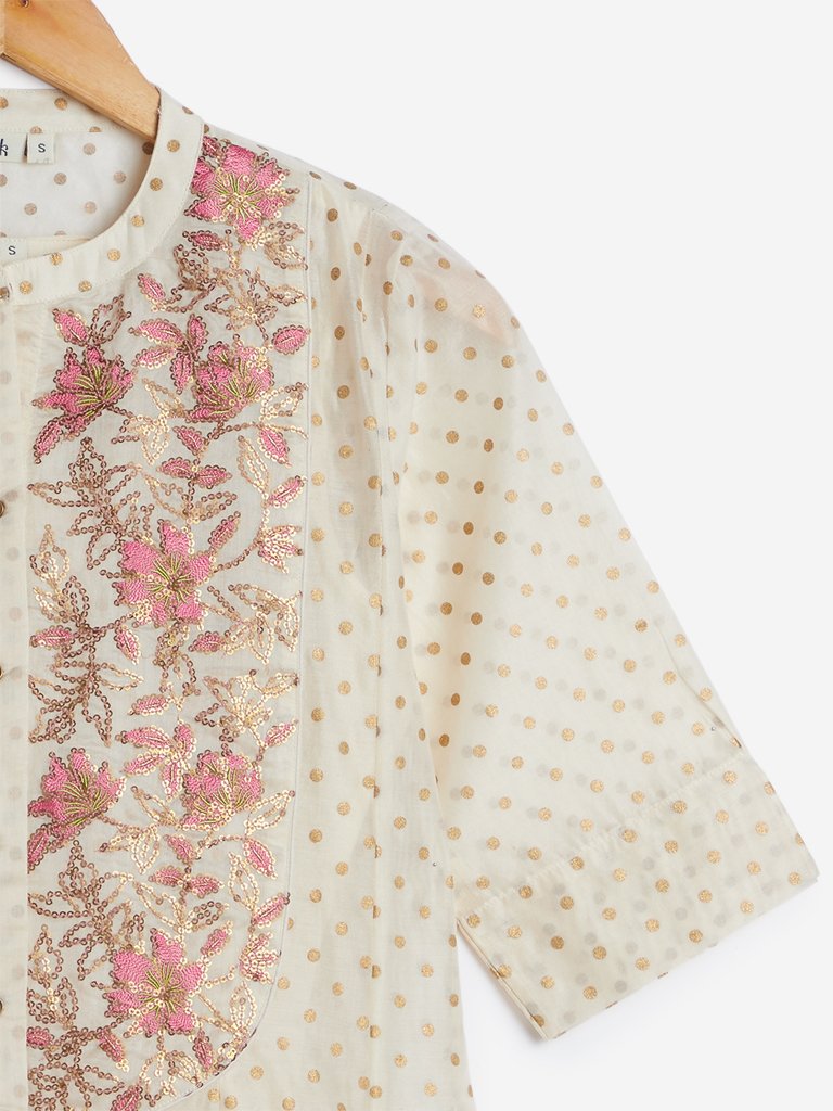 Vark Off-White Kurta, Dupatta and Palazzos Set
