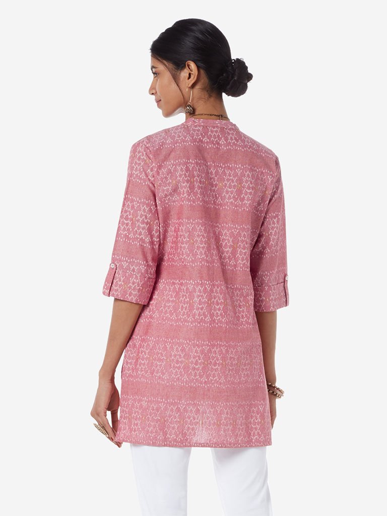 Utsa Pink Ikat Print High-Low Kurti