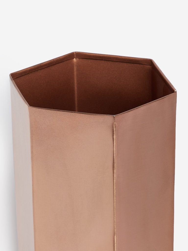 Westside Home Rose-Gold Hexagonal Large Vase