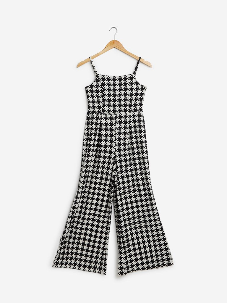 Nuon Black Houndstooth Pattern Nalinska Jumpsuit