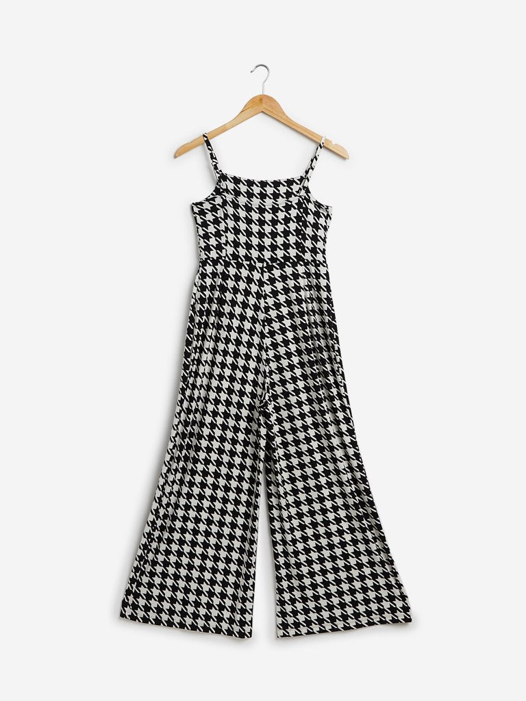 Nuon Black Houndstooth Pattern Nalinska Jumpsuit