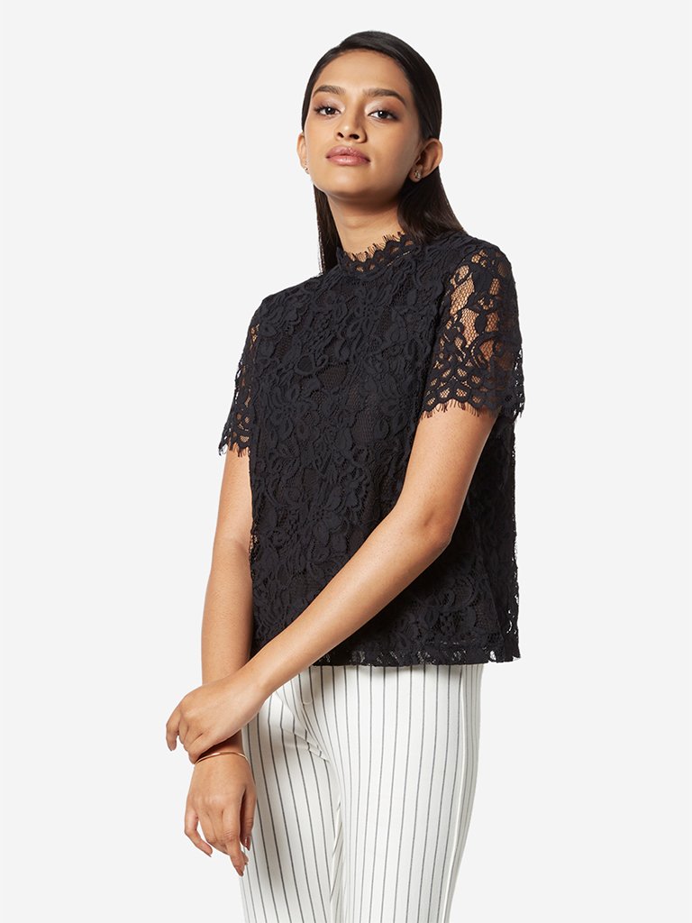 Wardrobe Black Lace Olive Top