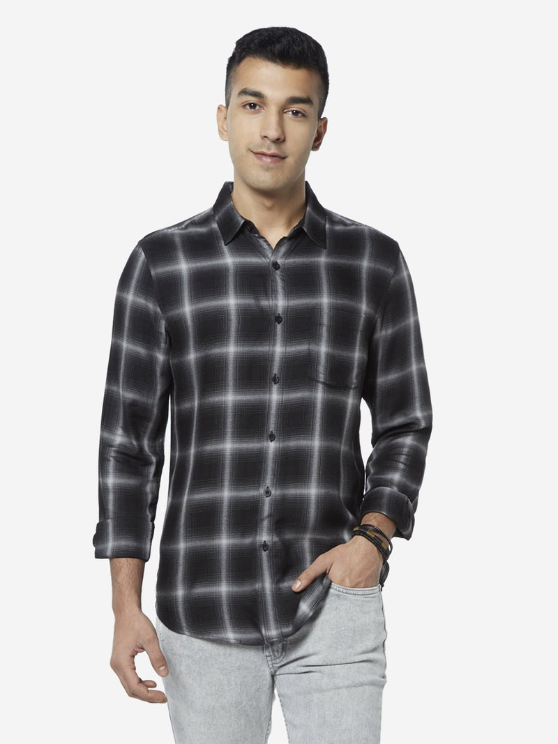 Nuon Black Checkered Slim Fit Shirt
