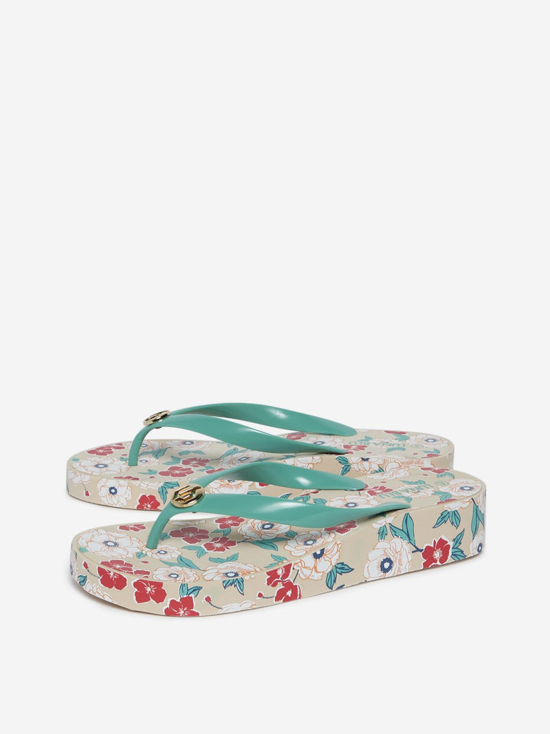 LUNA BLU Multicolour Floral Wedge Flip-Flops