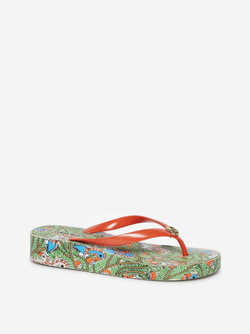 LUNA BLU Multicolour Wedge Heels Flip-Flops