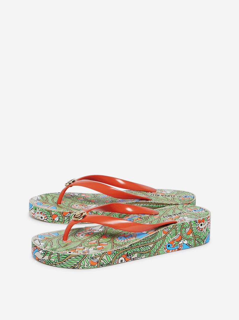 LUNA BLU Multicolour Wedge Heels Flip-Flops
