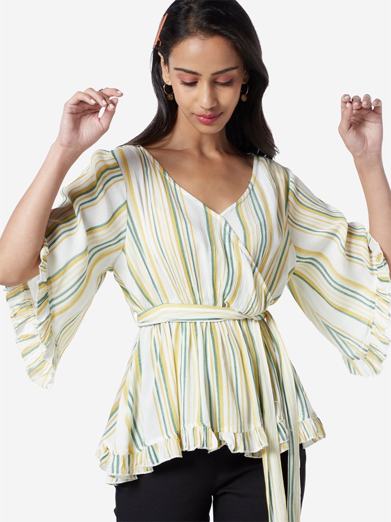 LOV Multicolour Striped Tessie Top With Belt