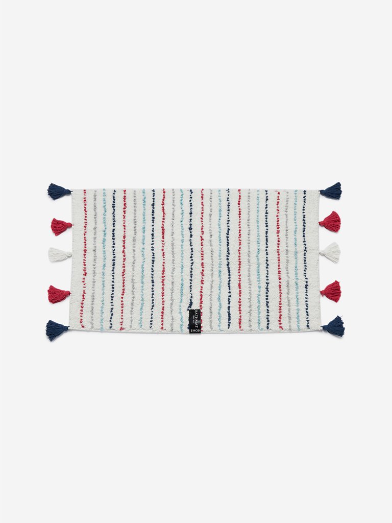 Westside Home Multicoloured Tasseled Anti-Slip Bath Mat
