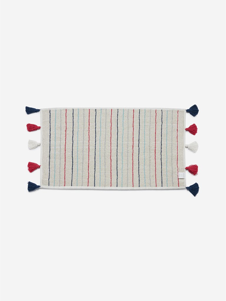 Westside Home Multicoloured Tasseled Anti-Slip Bath Mat
