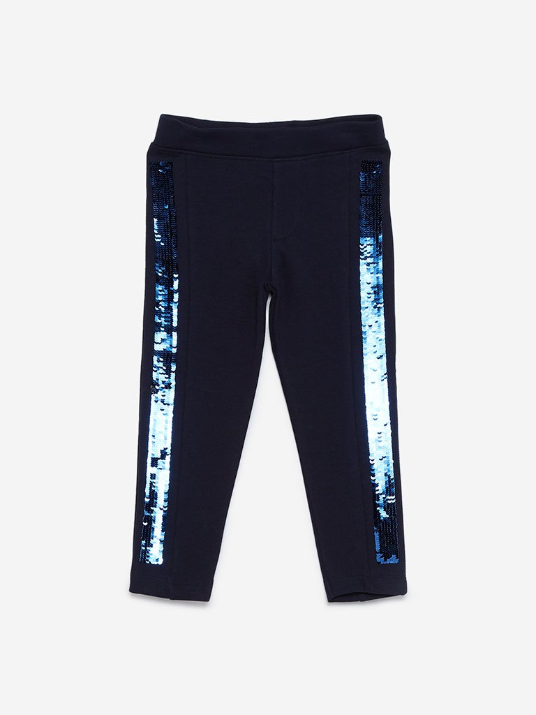 HOP Kids Navy Sequinned Leggings