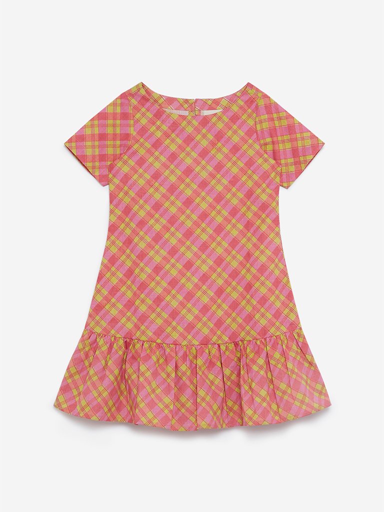 Utsa Kids Multicolour Checked Dress