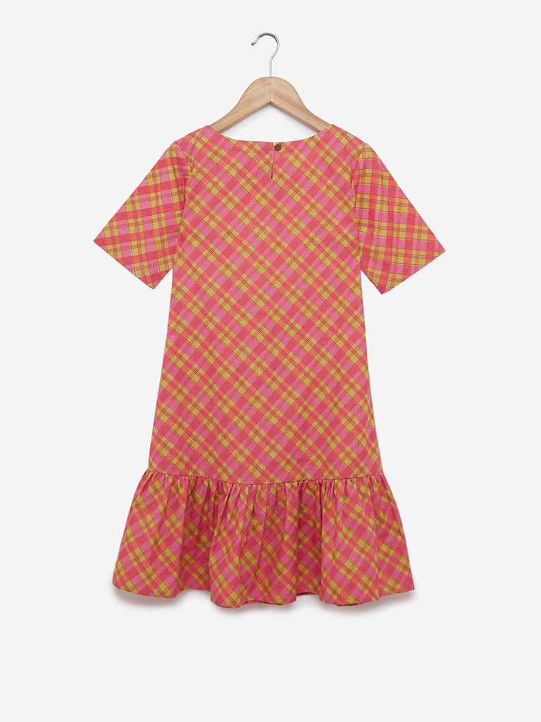 Utsa Kids Multicolour Checked Dress