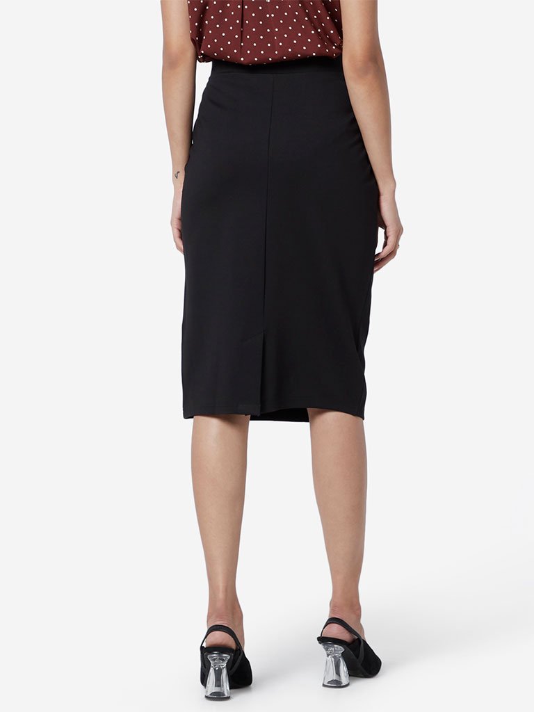 Wardrobe Black Terry Pencil Skirt