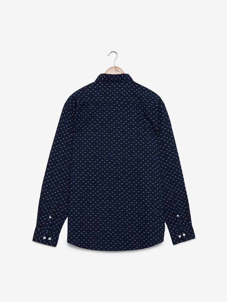 WES Casuals Navy Floral Relaxed Fit Casual Shirt