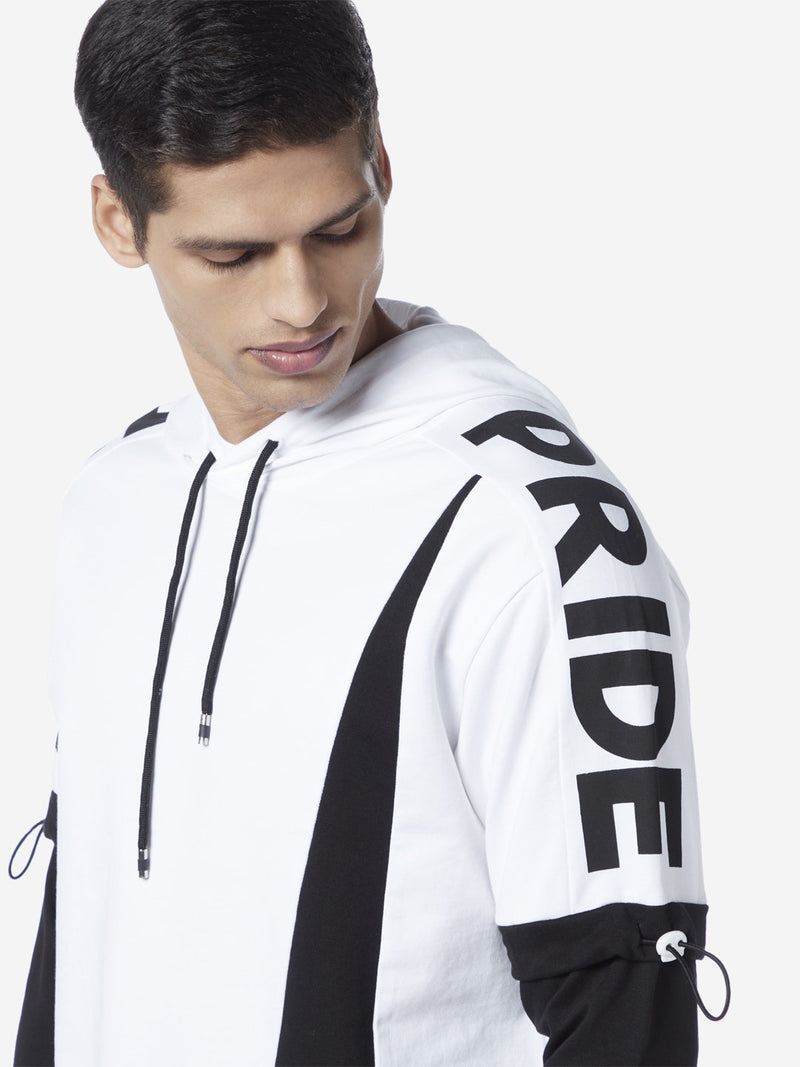 Studiofit White Slim Fit Hooded T-Shirt