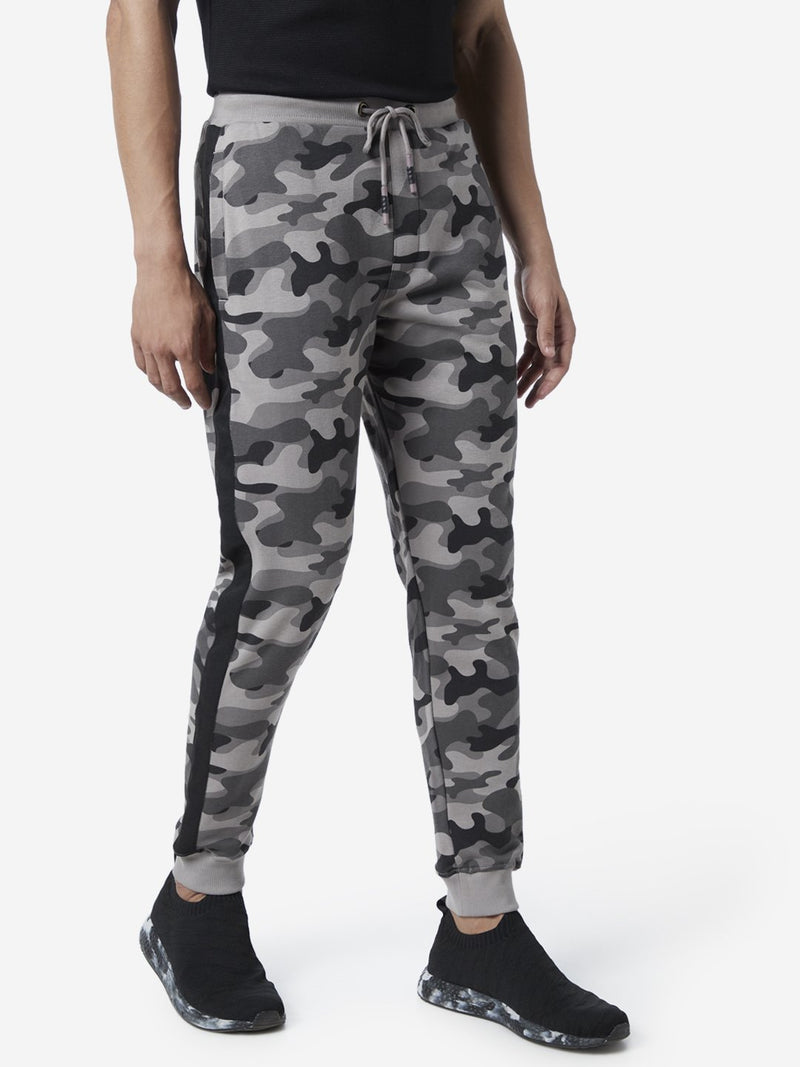 Studiofit Grey Slim Fit Camouflage Print Joggers