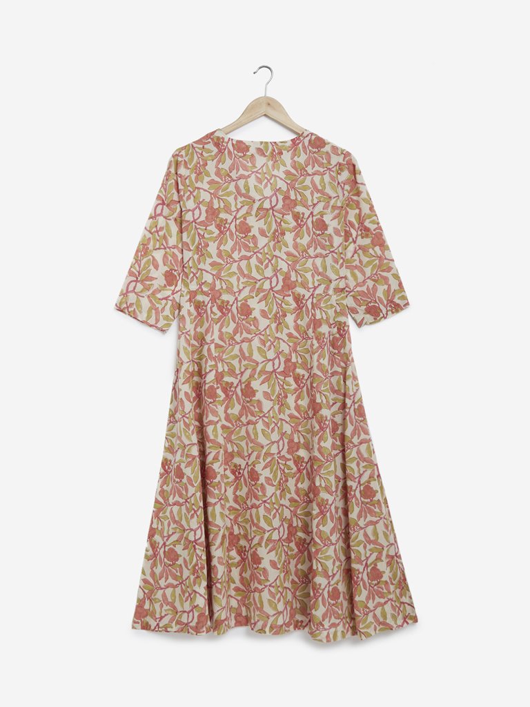 Zuba Multicolour Floral Print A-line Kurta