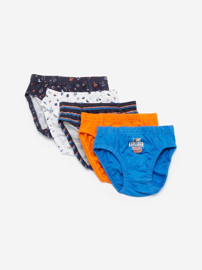 HOP Kids Orange Space Boys Briefs Pack Of Five