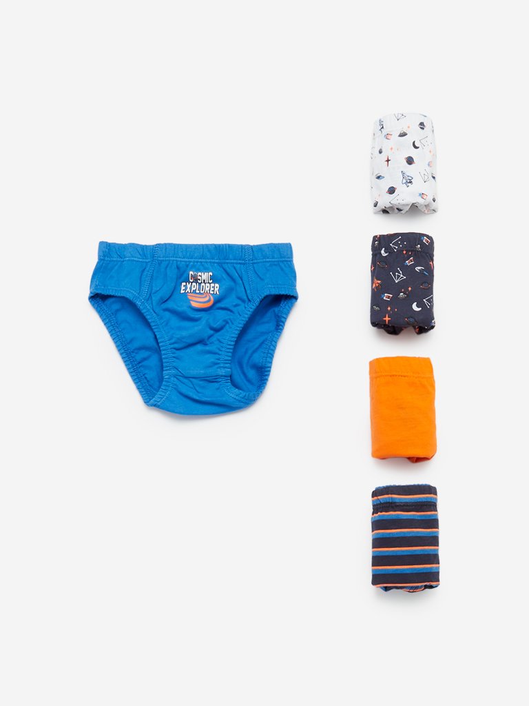 HOP Kids Orange Space Boys Briefs Pack Of Five