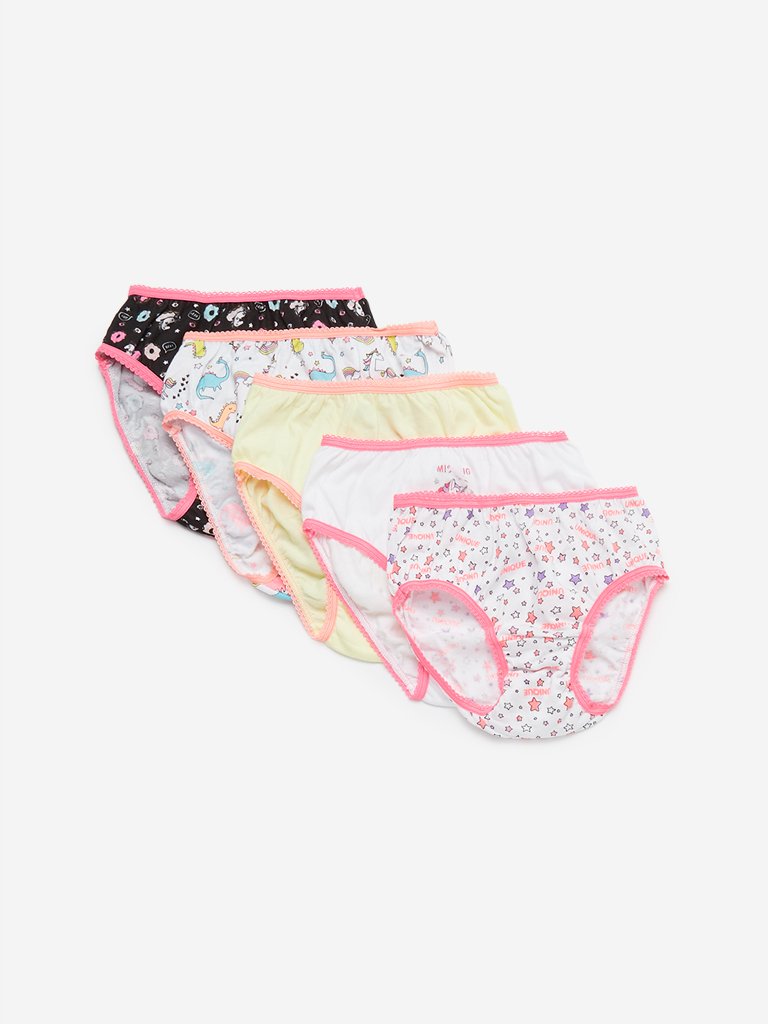 HOP Kids Multicolour Girls Briefs Pack Of Five