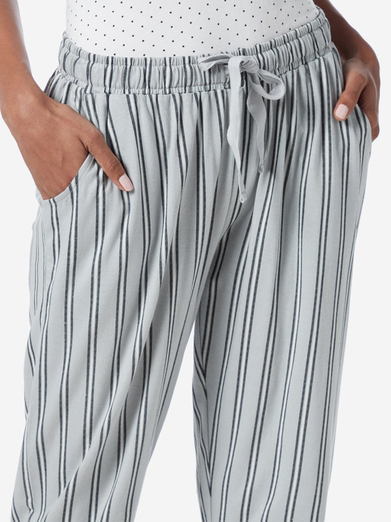 Wunderlove Grey Striped Cotton Pyjamas