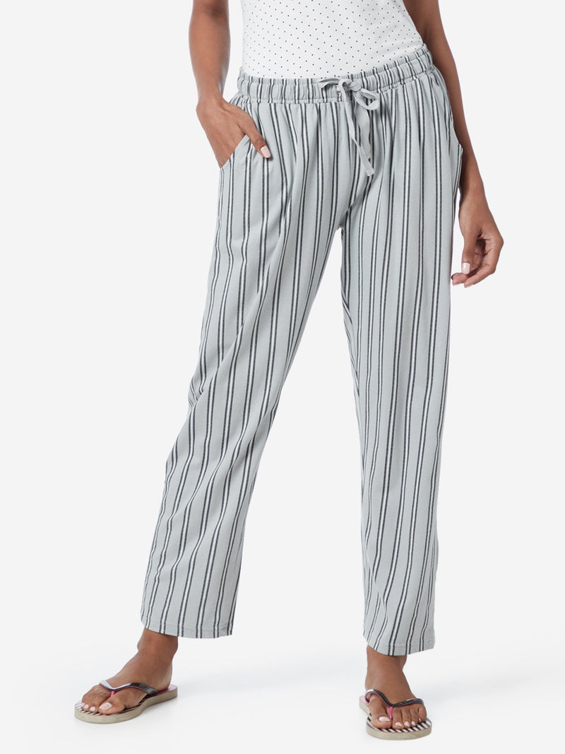 Wunderlove Grey Striped Cotton Pyjamas