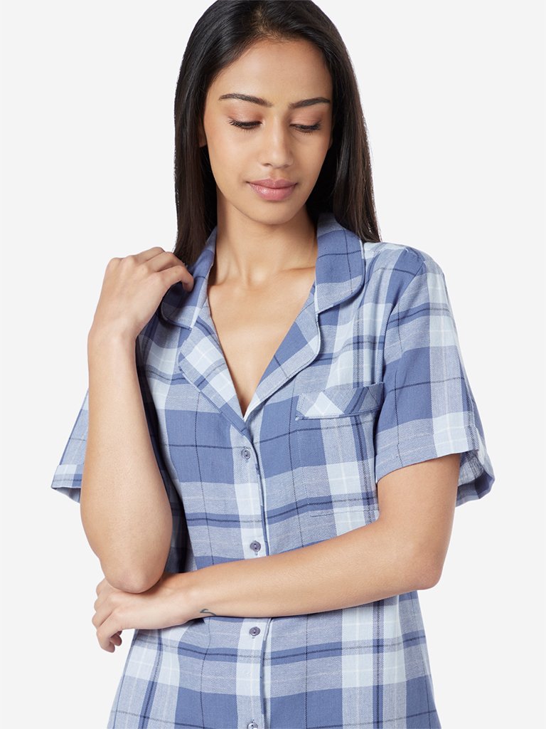 Wunderlove Lavender Checked Night Shirt