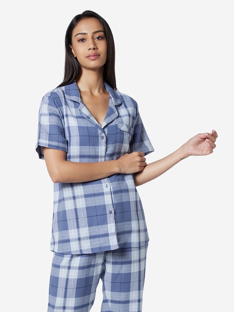 Wunderlove Lavender Checked Night Shirt
