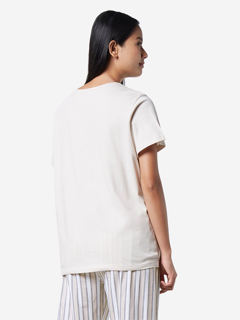 Wunderlove Oat Text Print T-Shirt