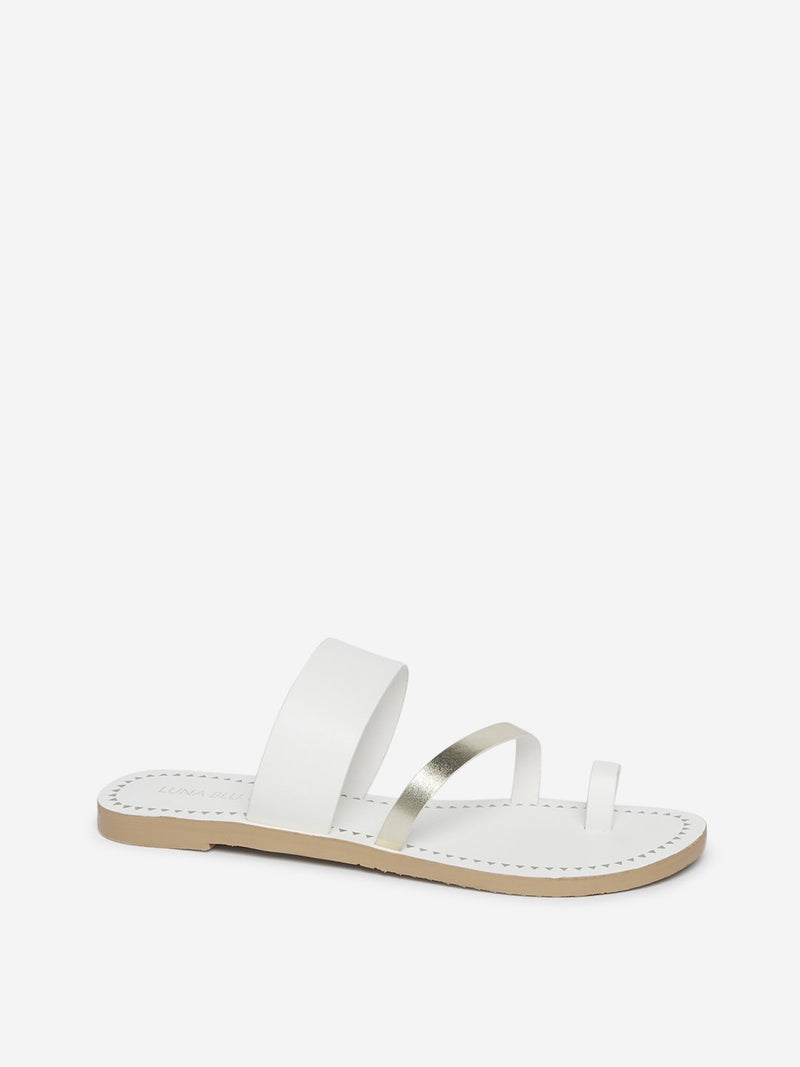 LUNA BLU White Toe-Ring Sandals