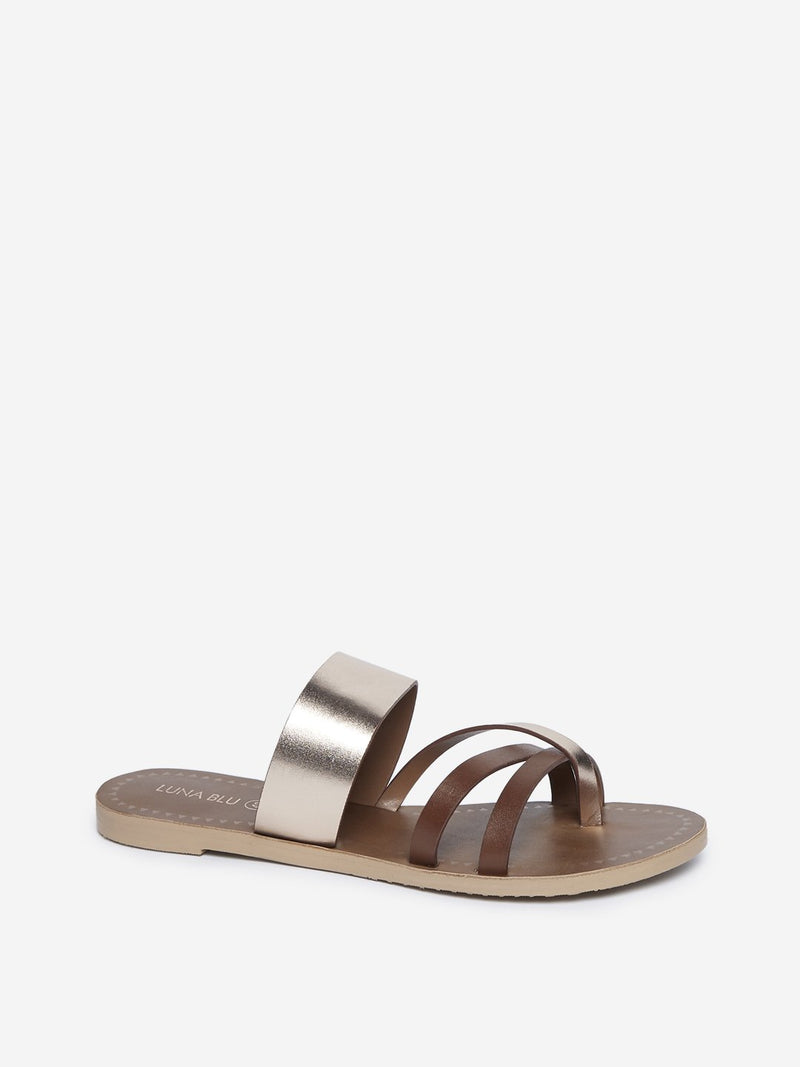 LUNA BLU Tan Criss Cross Strap Sandals
