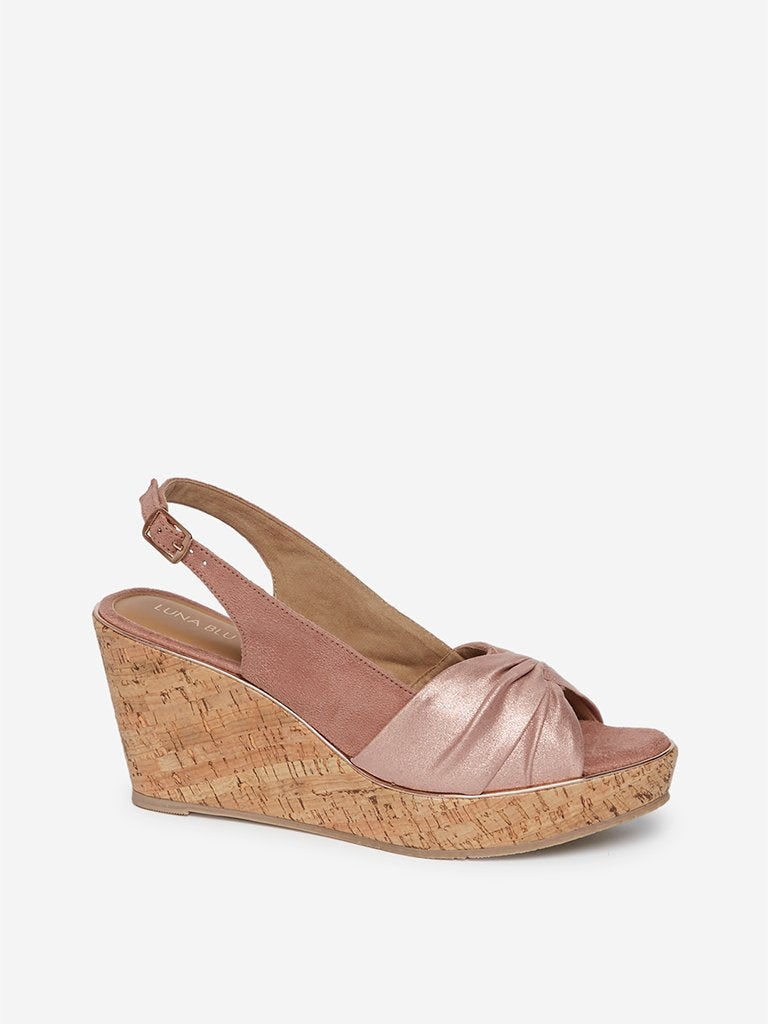 LUNA BLU Blush Pink Wedge-Heel Sandals