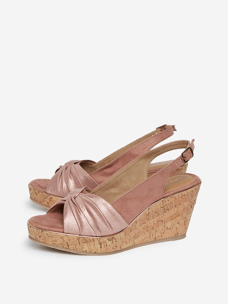 LUNA BLU Blush Pink Wedge-Heel Sandals
