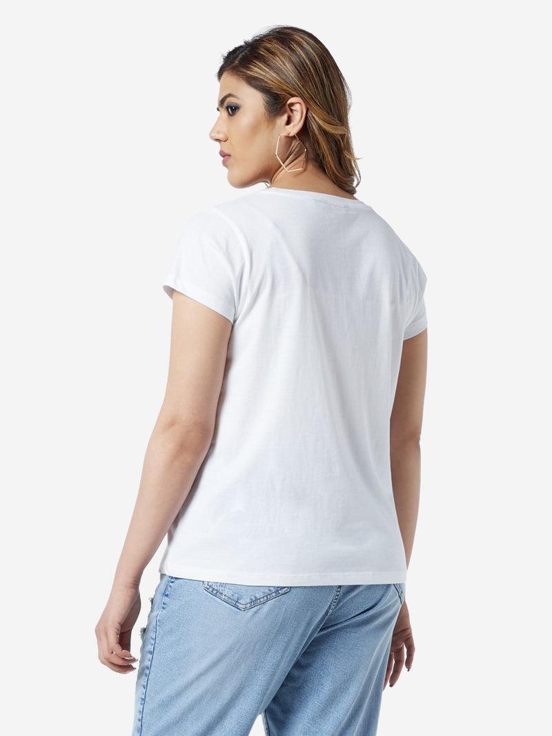 Sassy Soda Curve White Text Print Edna T-Shirt