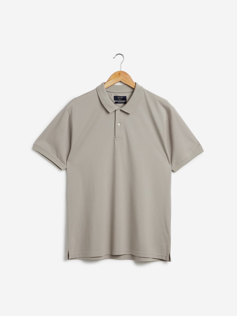 Ascot Taupe Mercerized Relaxed Fit Polo T-Shirt