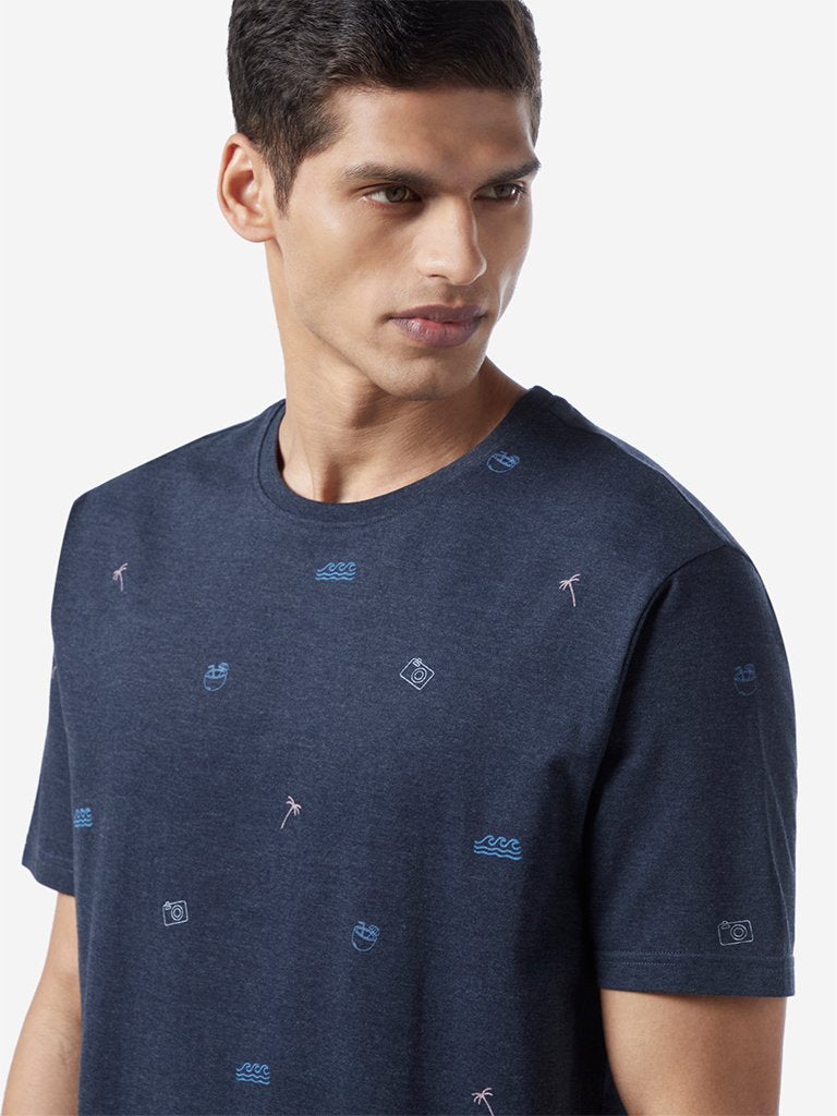 WES Lounge Navy Relaxed Fit Sea-Theme T-Shirt