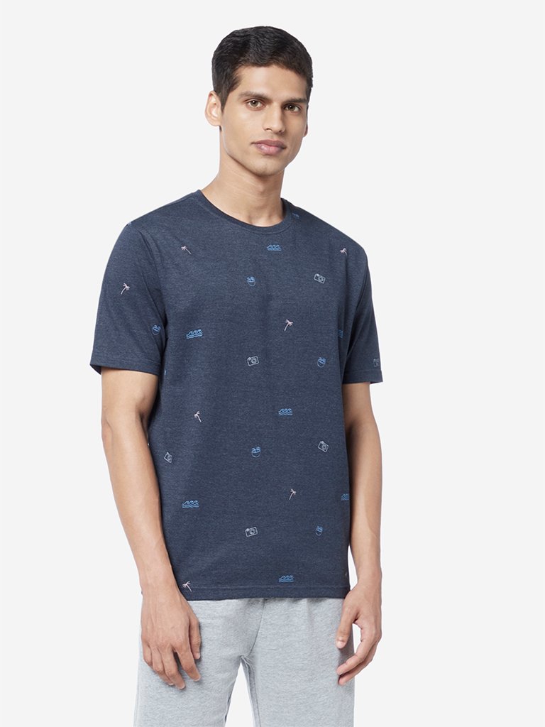 WES Lounge Navy Relaxed Fit Sea-Theme T-Shirt