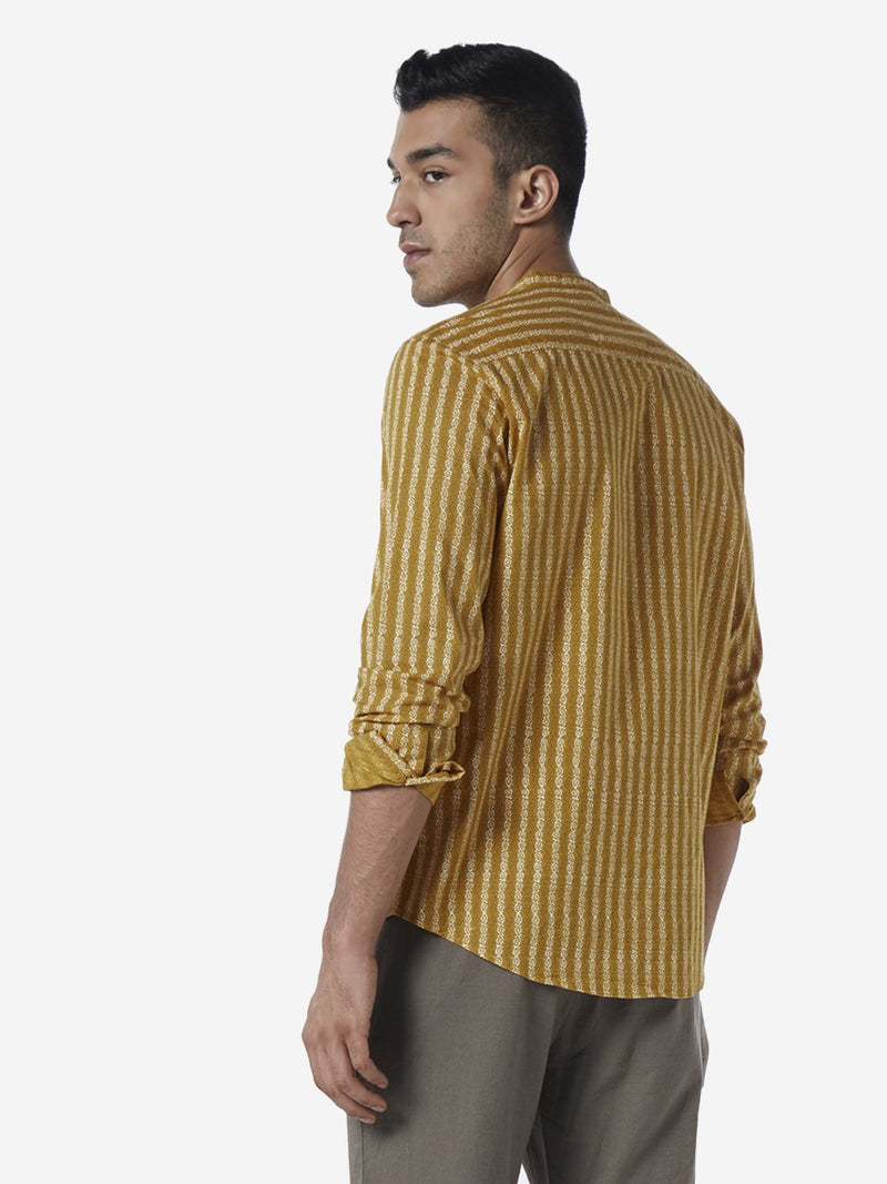 ETA Mustard Resort Fit Printed Shirt