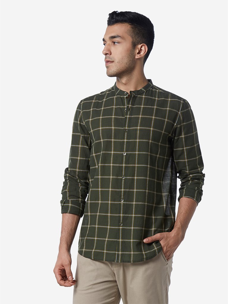ETA Olive Resort Fit Checkered Shirt