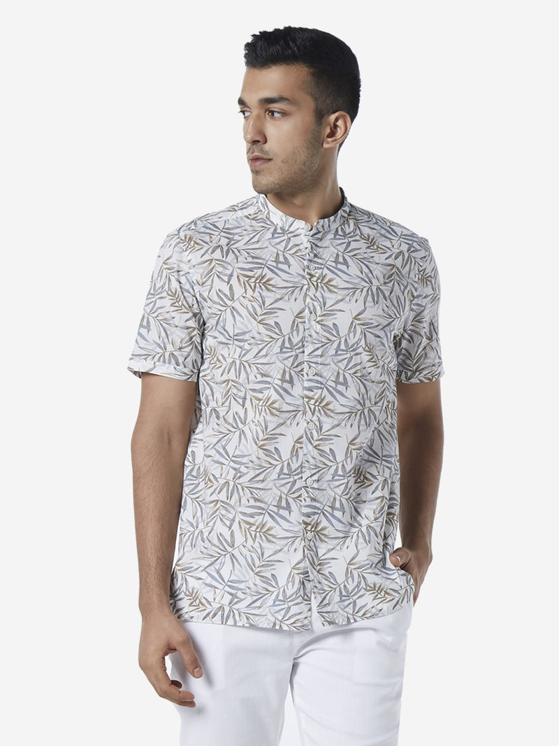 ETA White Leaf Pattern Resort Fit Shirt