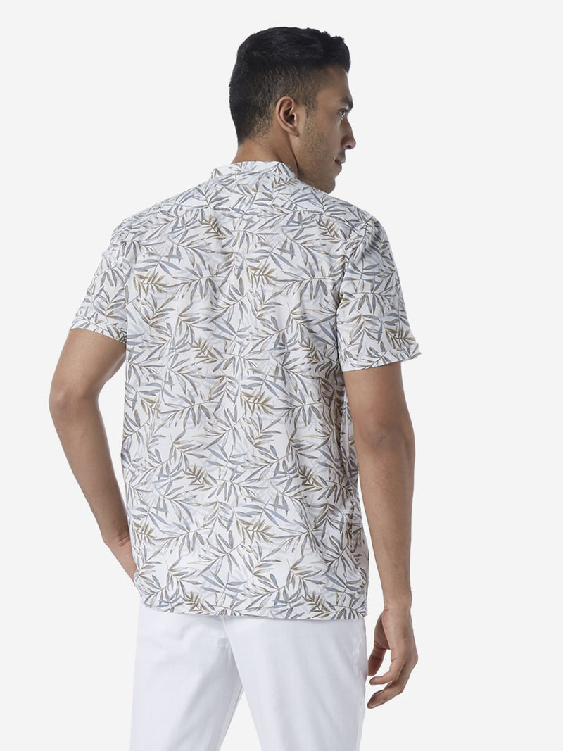 ETA White Leaf Pattern Resort Fit Shirt